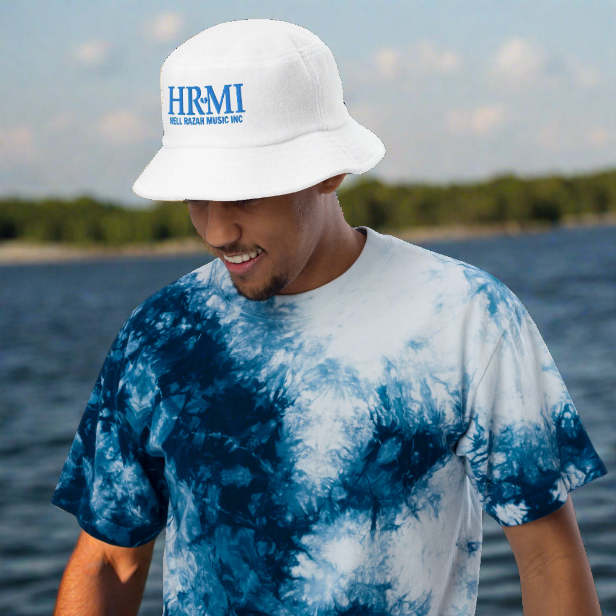 HRMI Embroidered Unstructured Terry Cloth Bucket Hat